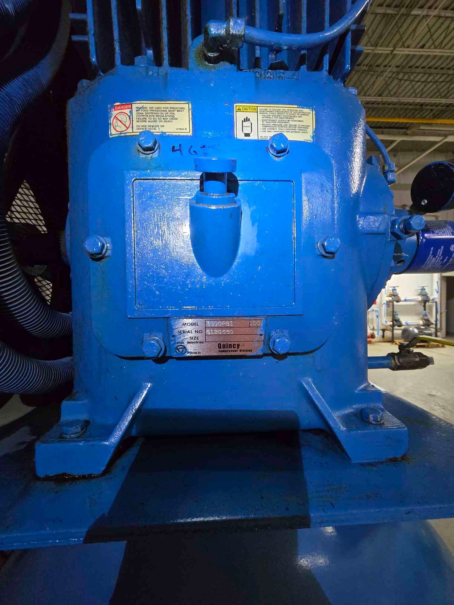 Quincy 100 Gallon Air Compressor Model 6120550 15HP Baldor Motor