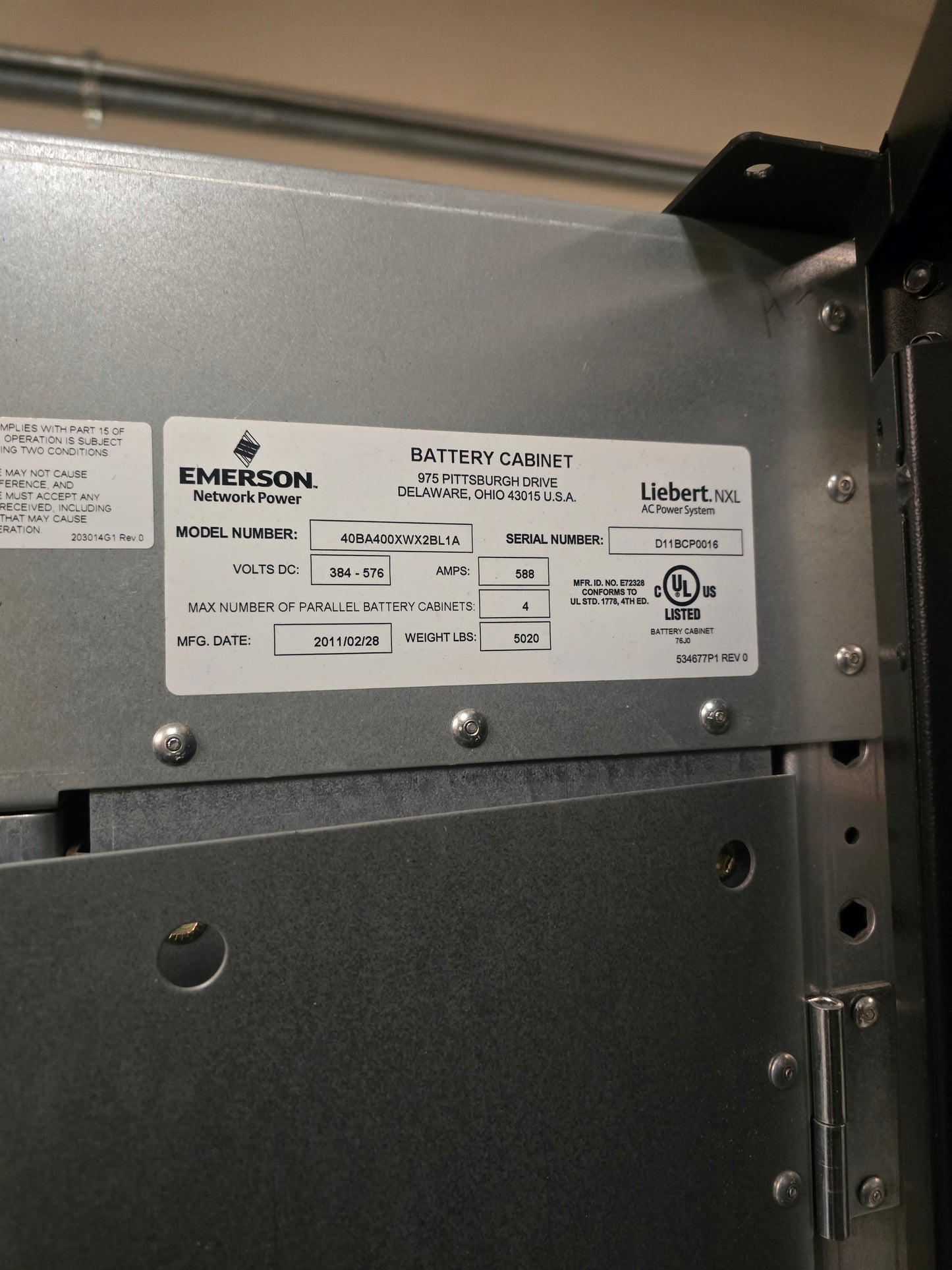 Liebert NXL 400kVA 400kW 480V 3PH Industrial UPS & Battery Cabinets System