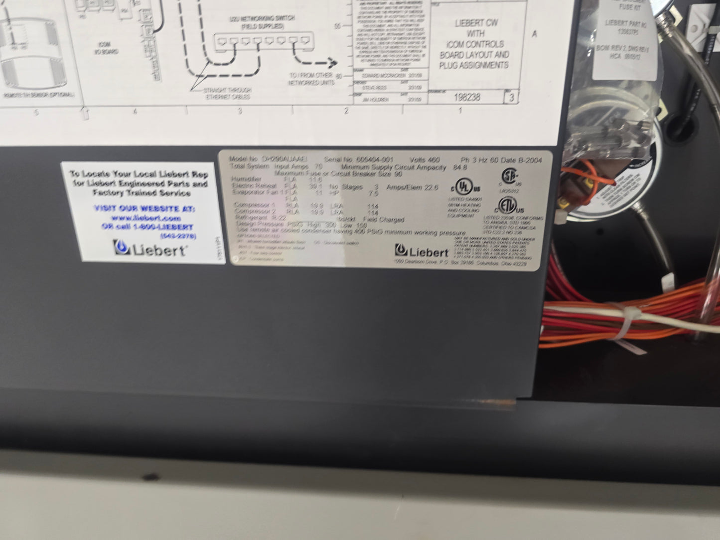 Liebert DH290AUAAEI 20 Ton CRAC Data Center AC Unit 460V 3PH iCOM Controls