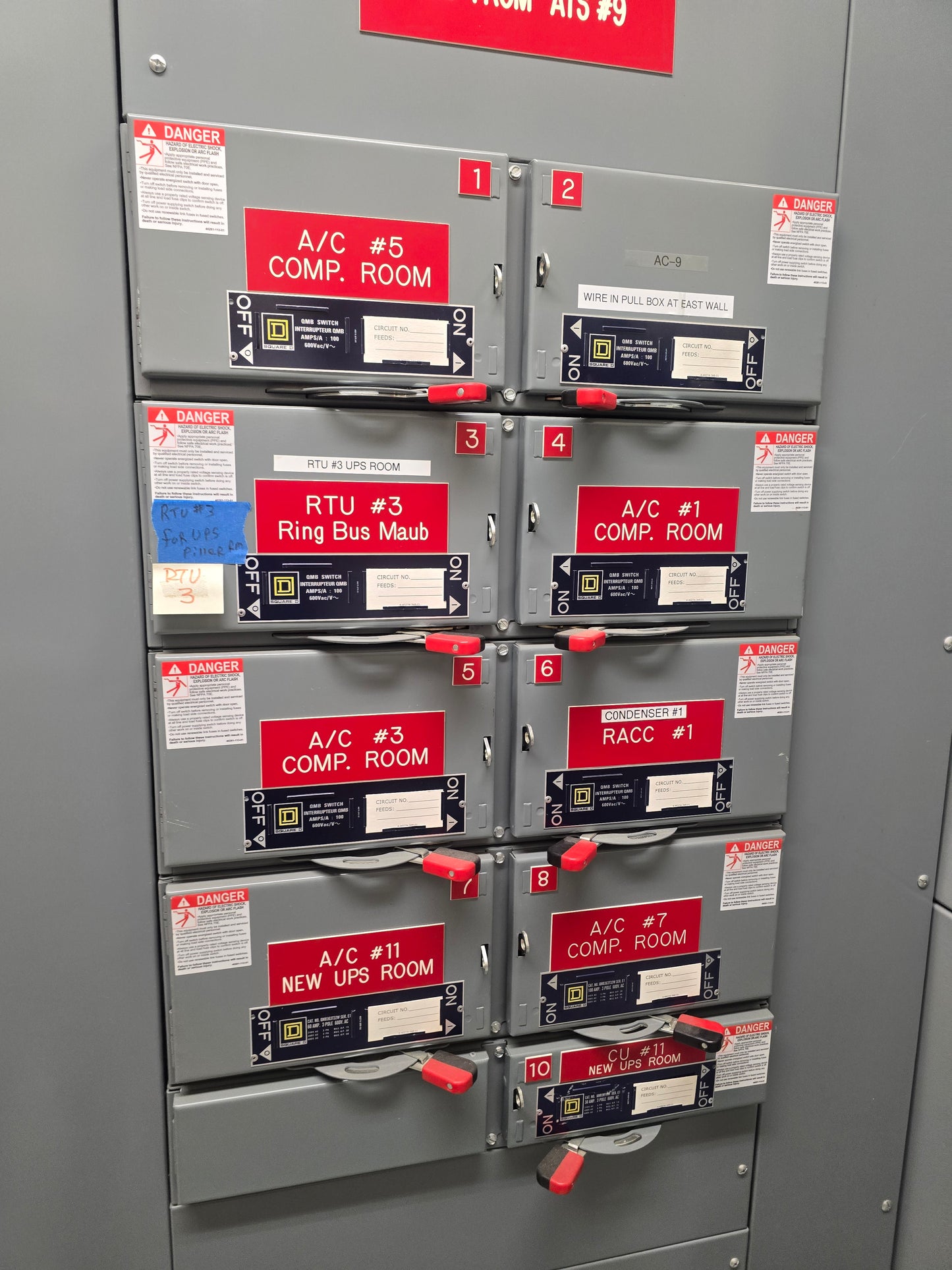 Square D QMB 600 Amp 480Y/277V 3 Phase Fusible Switch Panelboard Distribution