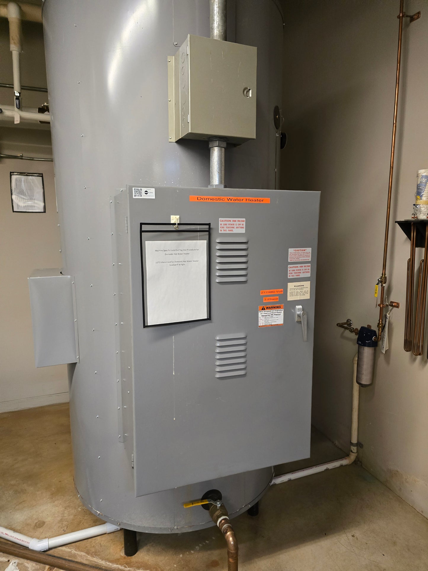 Cemline Stonesteel V500EH150C3-RL 500 Gallon Commercial Electric Water Heater 480V 3-Phase 150kW ASME