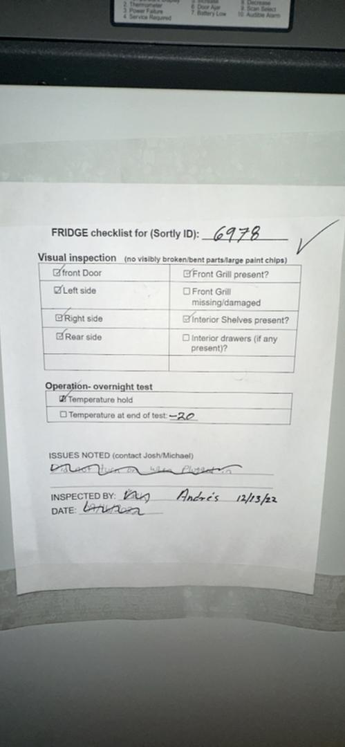 Tested-19.7 degrees Thermo Scientific Refrigerator UGL2320D19(S6LLST6978)