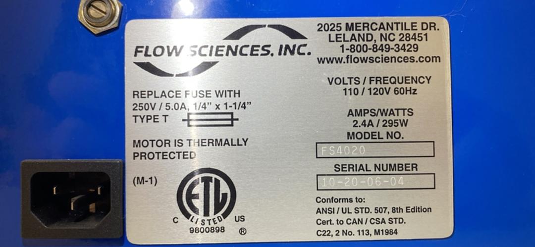 Flow Sciences Mirco Clean FS4020 Blower(S6LLST5276)