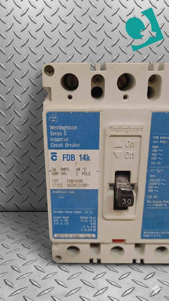 Westinghouse 3 Pole Circuit Breaker 30A 600VAC FDB3030L (109408)