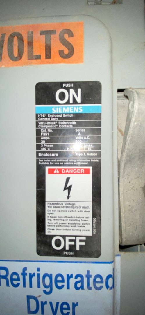 Siemens Enclosed Switch F351 30A 480V