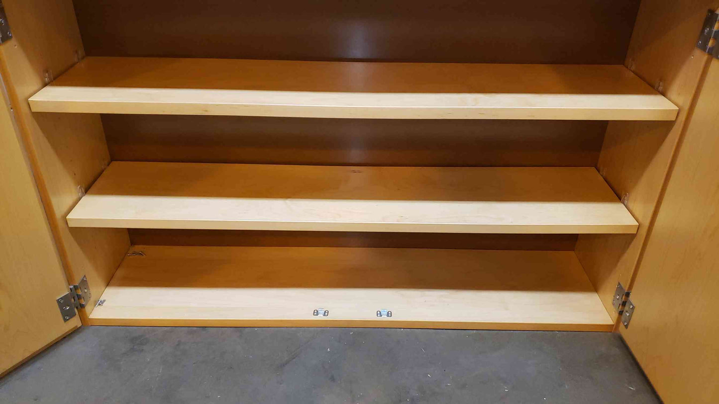 Kewaunee 4' Wood Wall-Mount Lab Cabinet Double Solid Door w/ Shelves