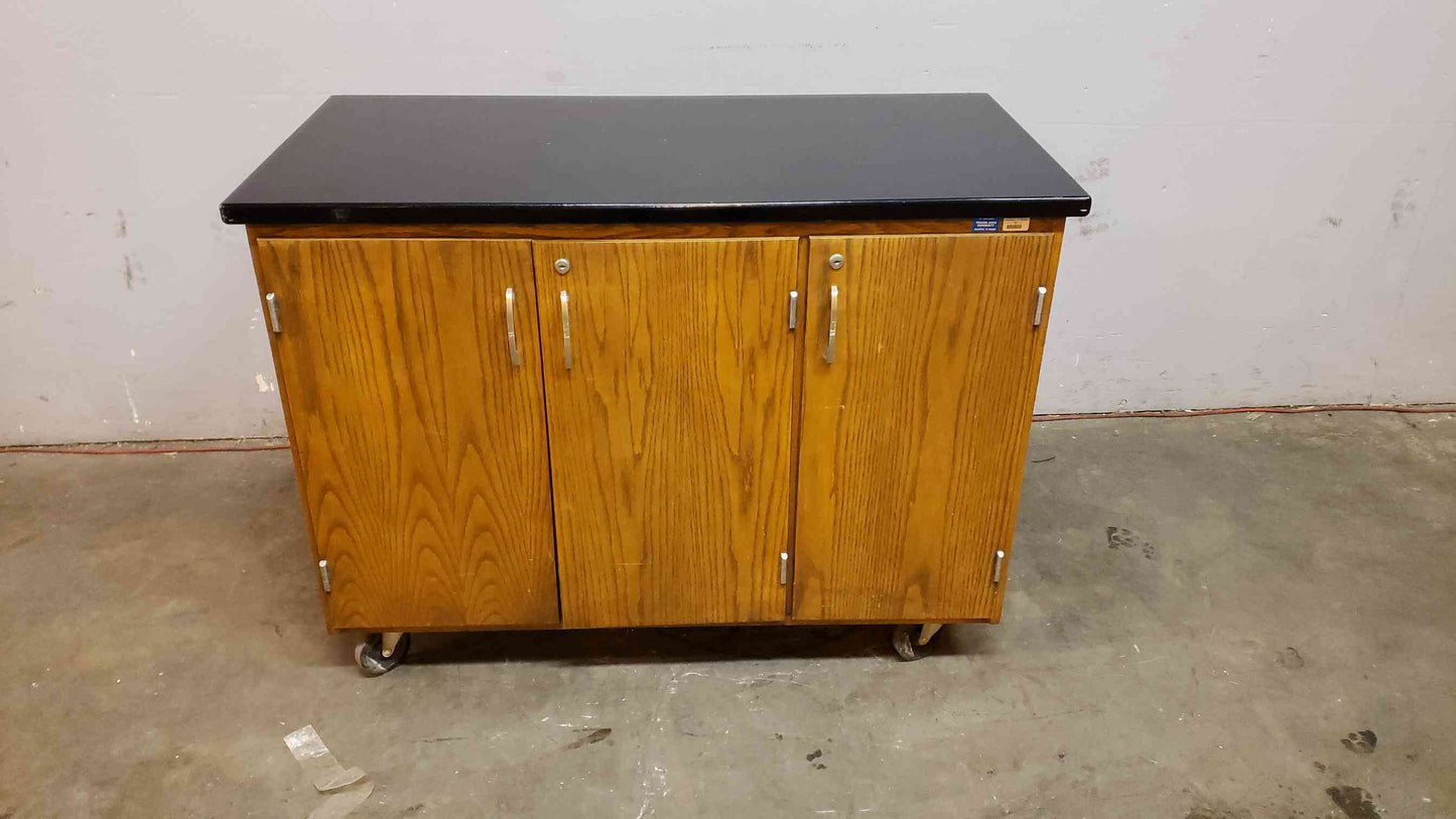 Kewaunee Rolling Wood Lab Storage Cabinet Chem Resistant Top 52x24x36 (SKU: 4002AA)