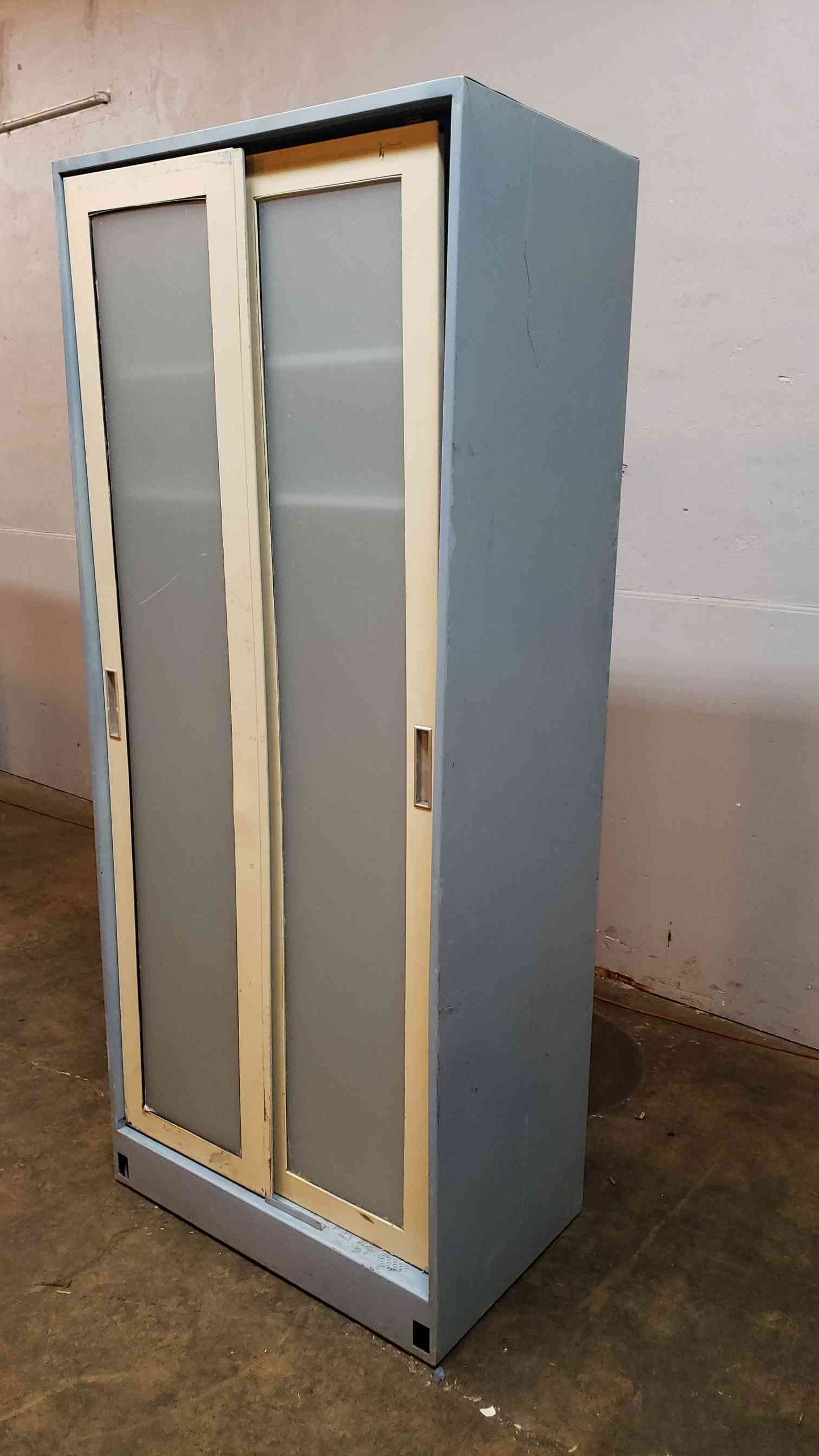 7' Tall Blue Metal Storage Lab Cabinet with 2 Shelves Casework