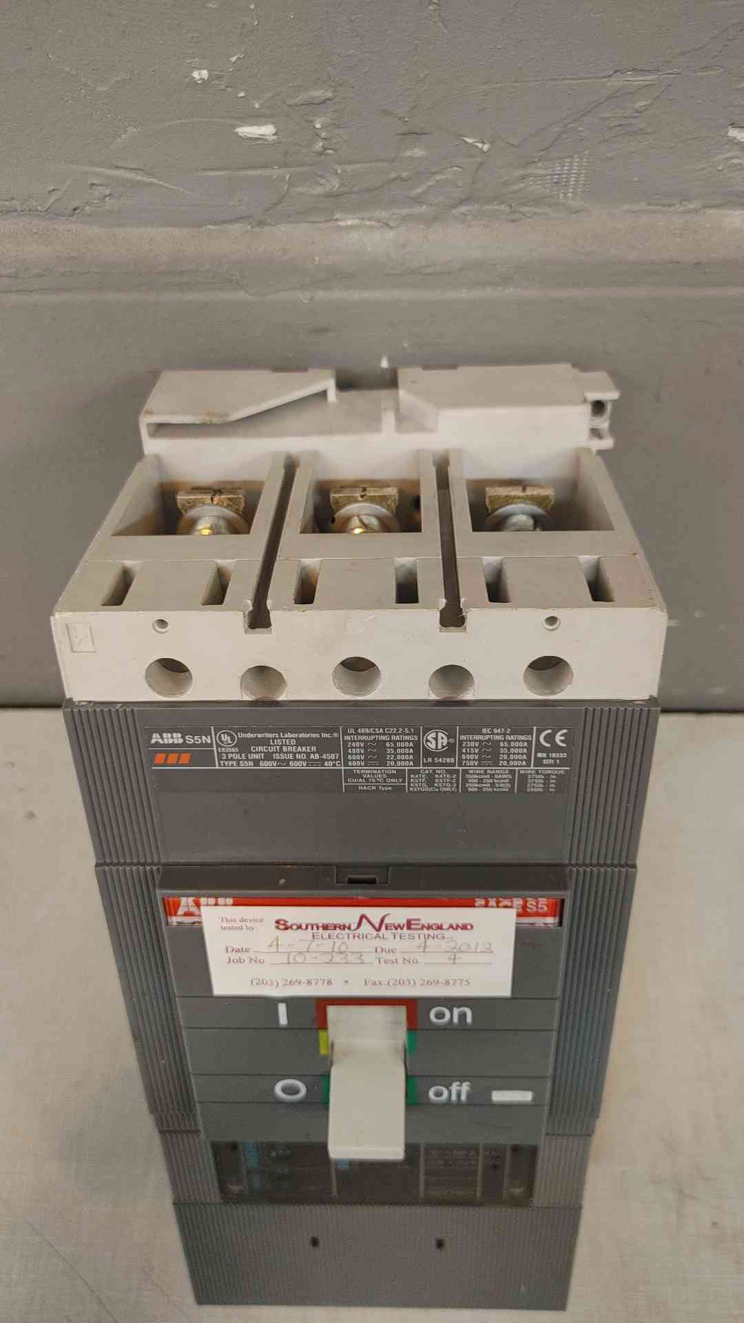 400A ABB S5N 3 Pole AL01033397 AB4507 SACE PR211 (3614AA)(3614AA)