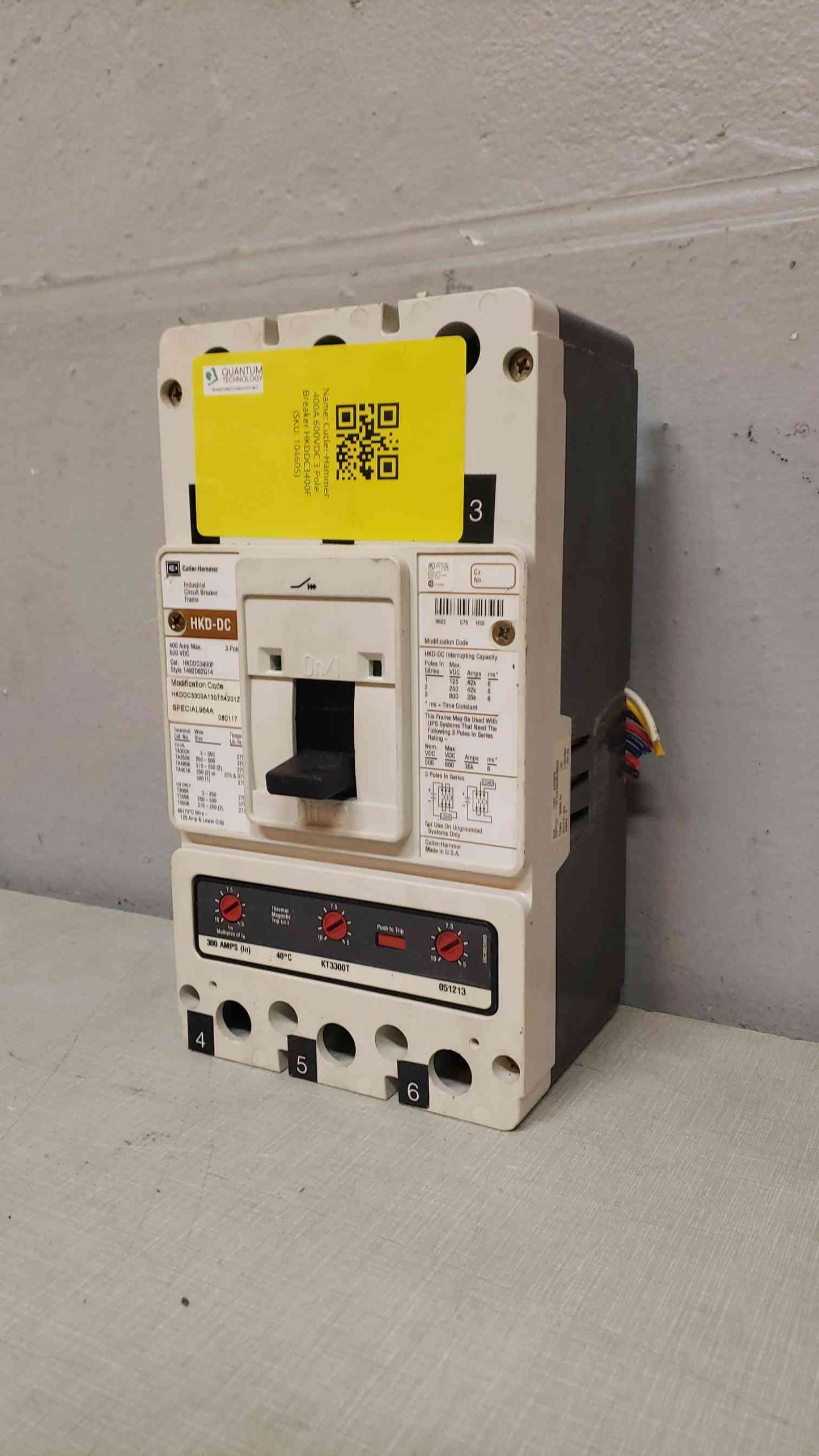 Cutler-Hammer 400A 600VDC 3 Pole Breaker HKDDC3400F(104605)