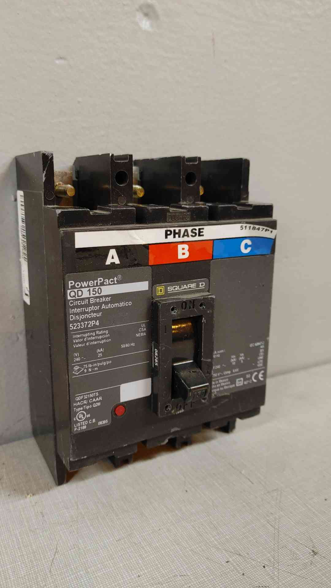Square D PowerPact 150A 3 Pole Circuit Breaker 25KA 240V QD 150(104644)
