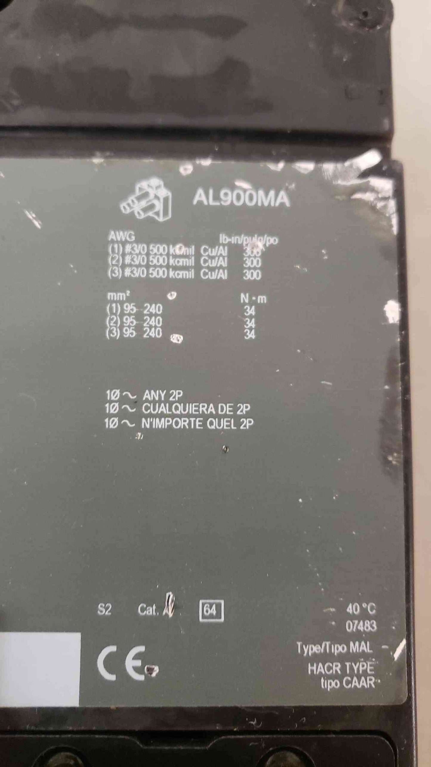 Square D 400A 3 Pole Breaker MH 400 A (SKU: 104775)(104775)