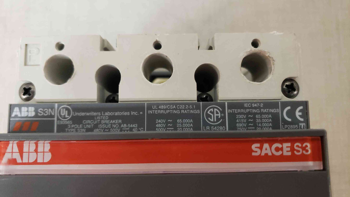 ABB SACE S3 200A 3 Pole Breaker OM-2502(104776)