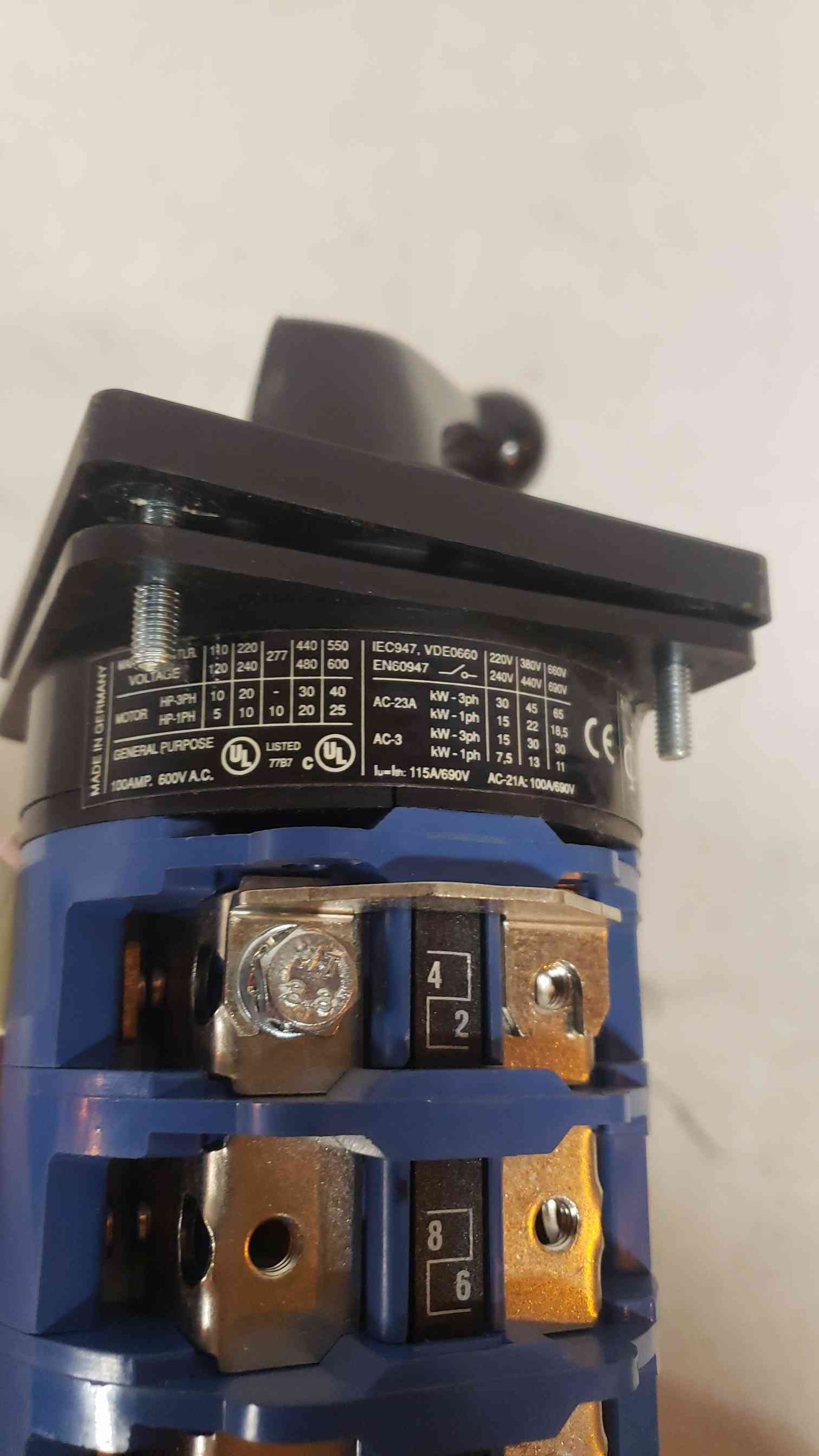 Kraus & Naimer 100A 600V A.C. UPS Control Switch (SKU: 107265)