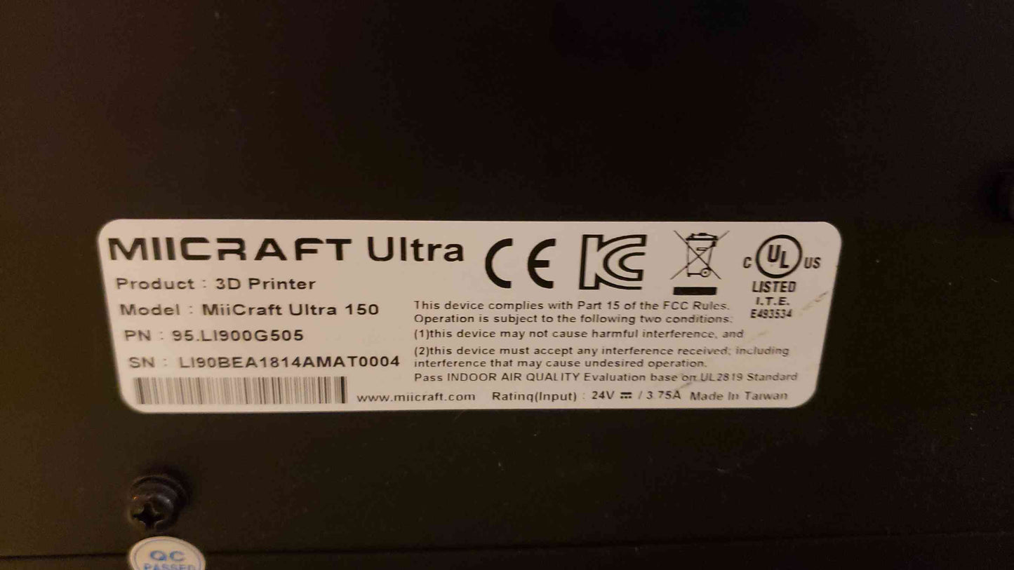 MIICRAFT 24V 3D Printer Ultra Series 150 (SKU: 108011)