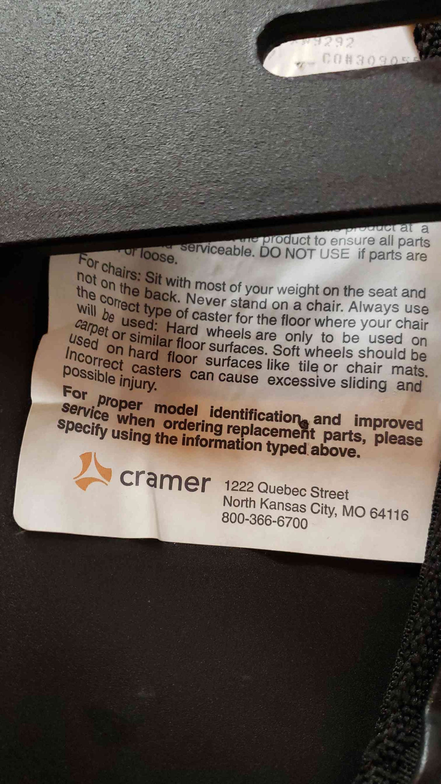 Cramer Rolling Office Chair AU26D0HXW9292 (SKU: 107996)