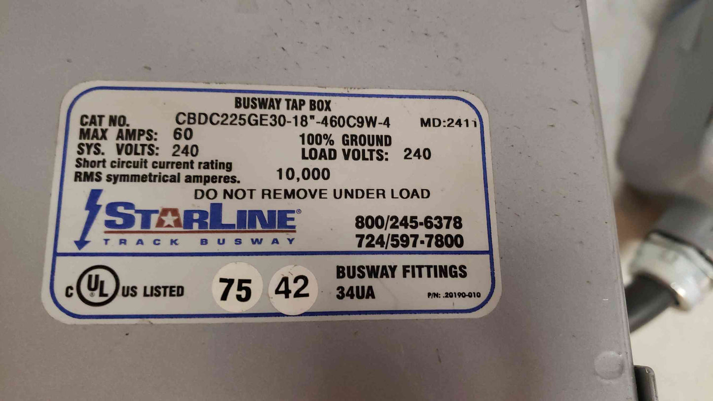 Starline 60A 240V CBDC225GE30-18"-460C9W-4 (SKU: 108169)