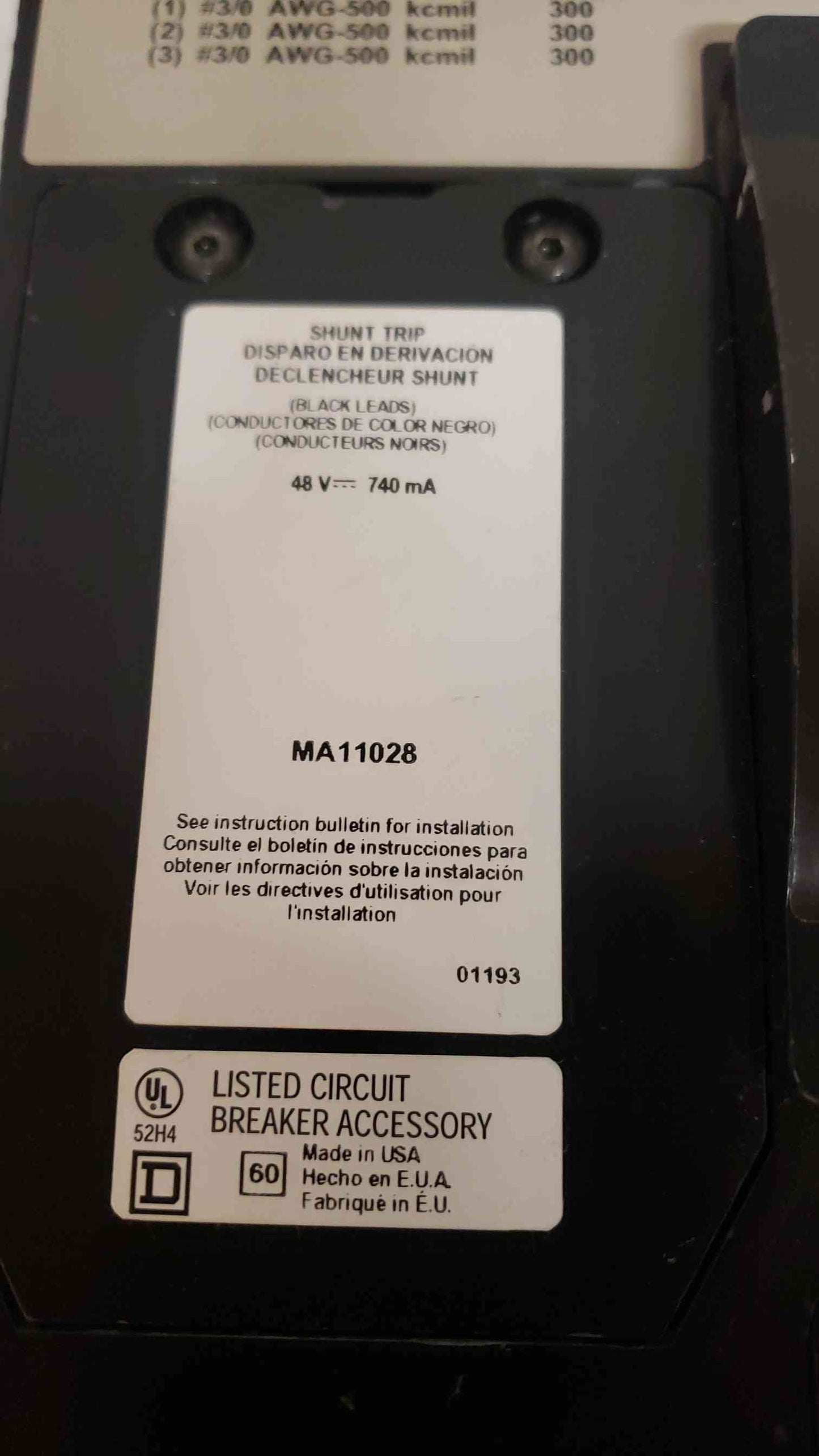 Square D 800A 600V Breaker MA36800 I-Line (SKU: 108148)