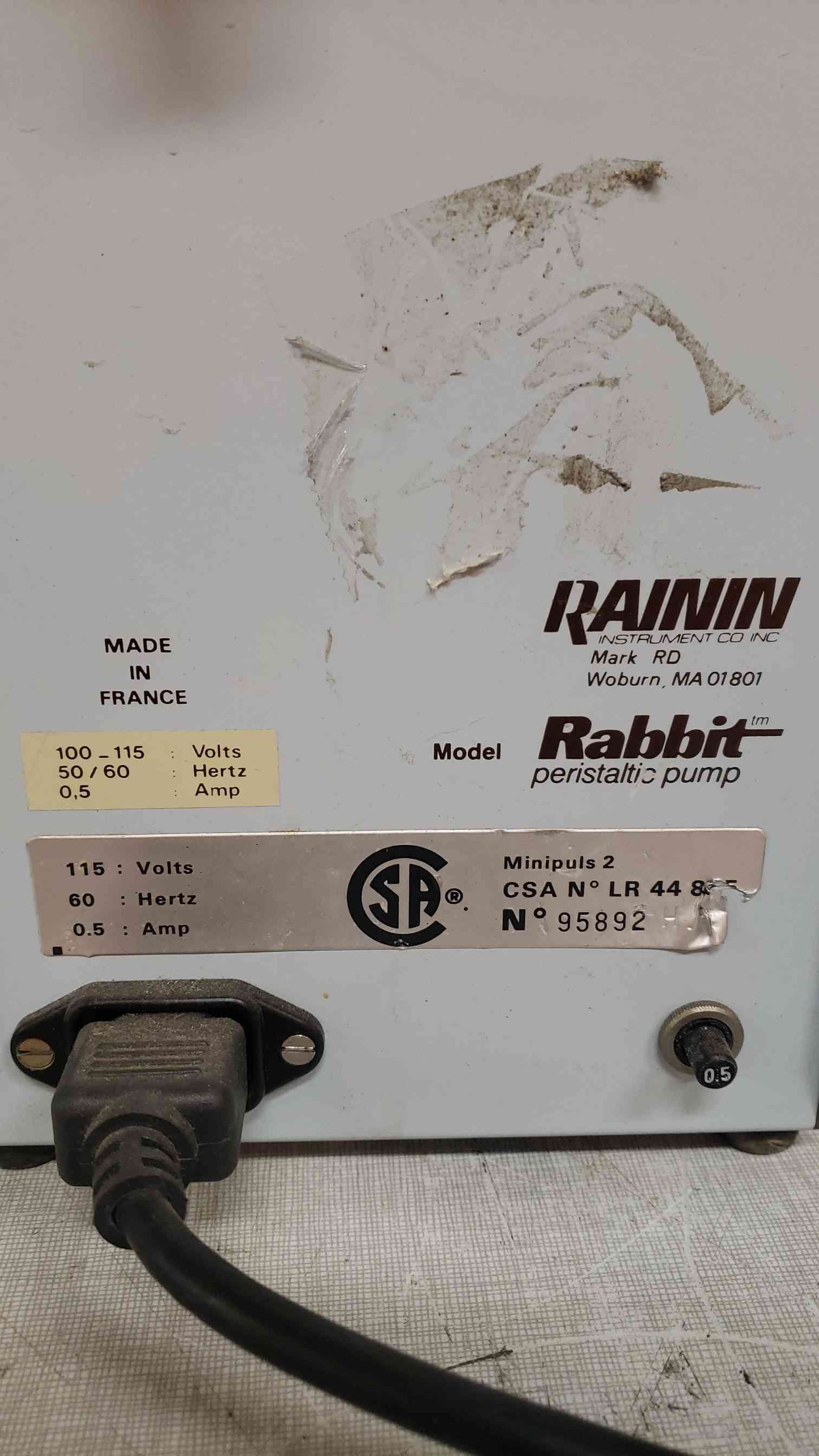 RAININ 115V 0.5A Rabbit Peristaltic Pump (SKU: 108159)