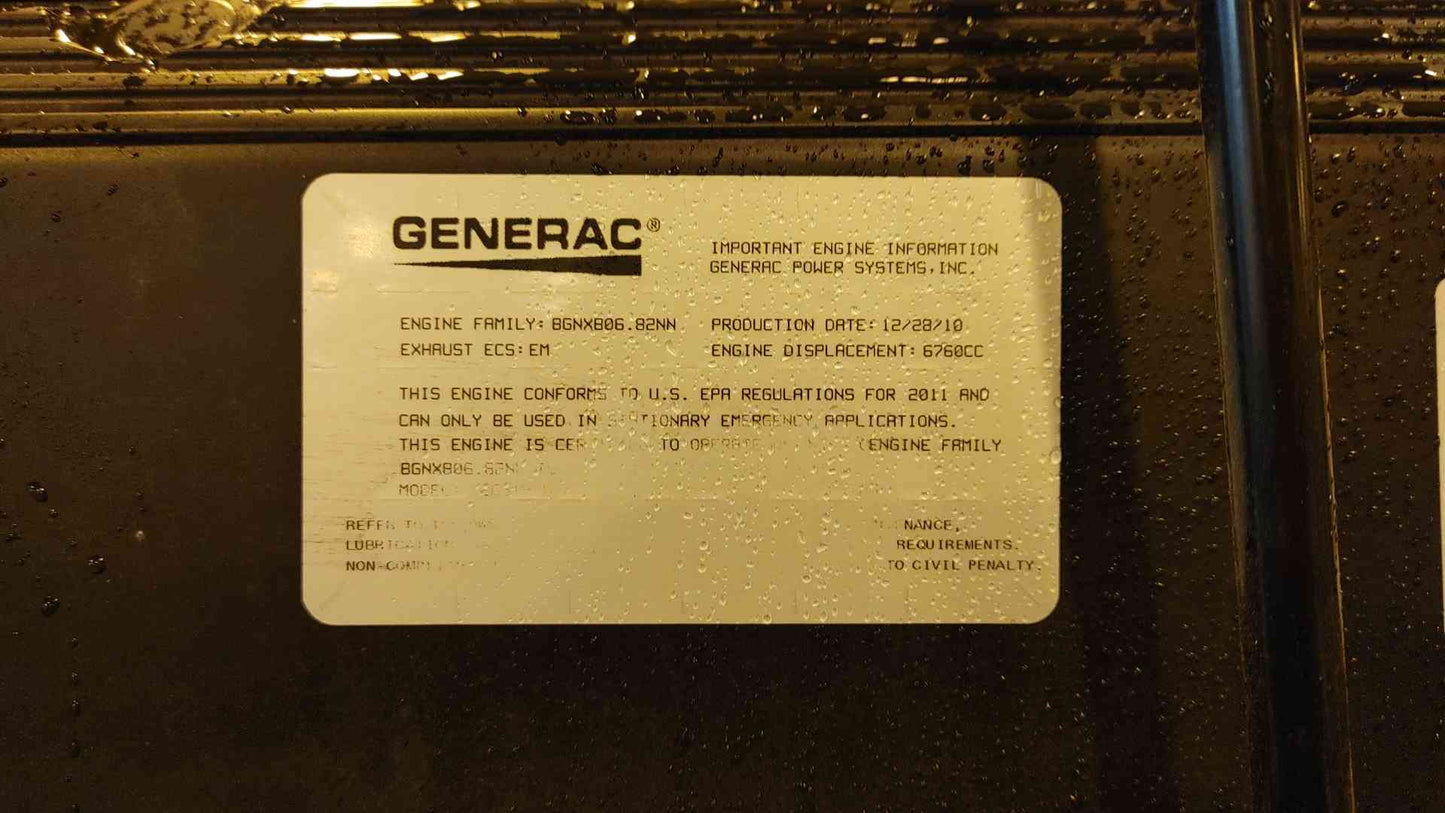 60KW Generac Generator 1PH 2Hrs! Nat Gas Propane LOAD TESTED (108318)