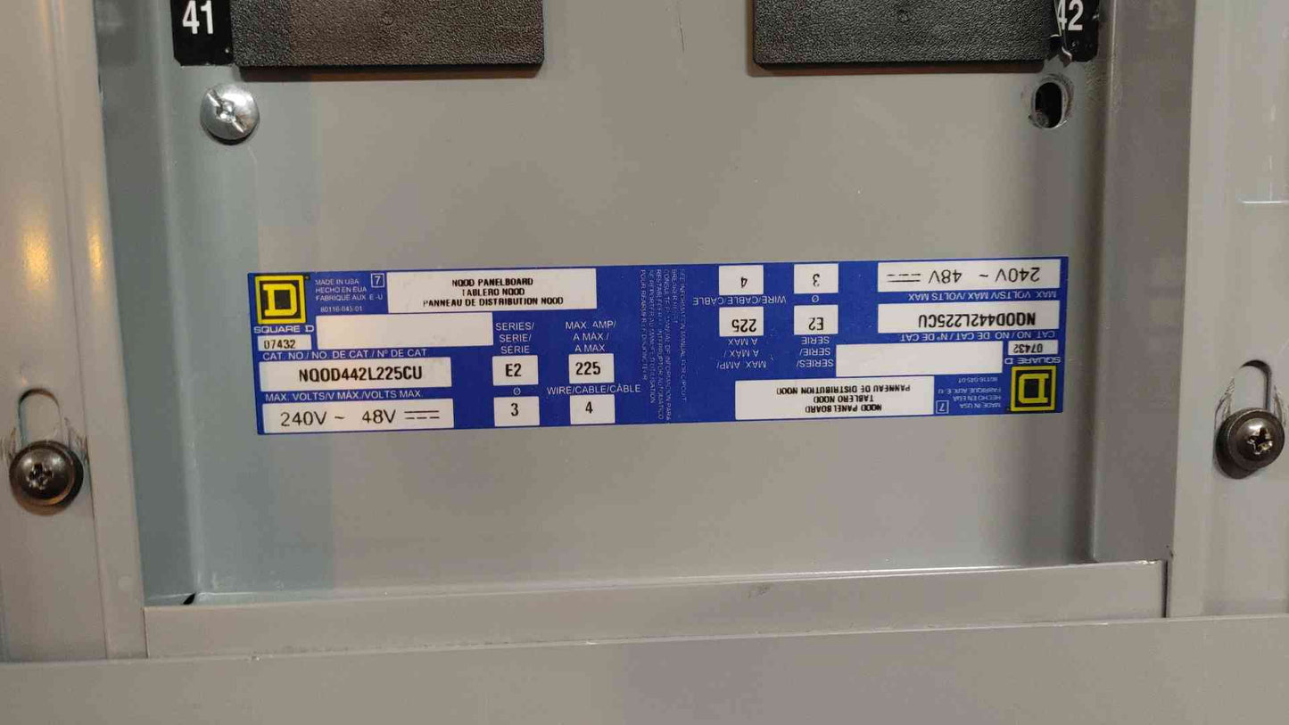 Square D NQOD Panelboard 225A 240V 3PH 4W NQOD442L225CU (108990)