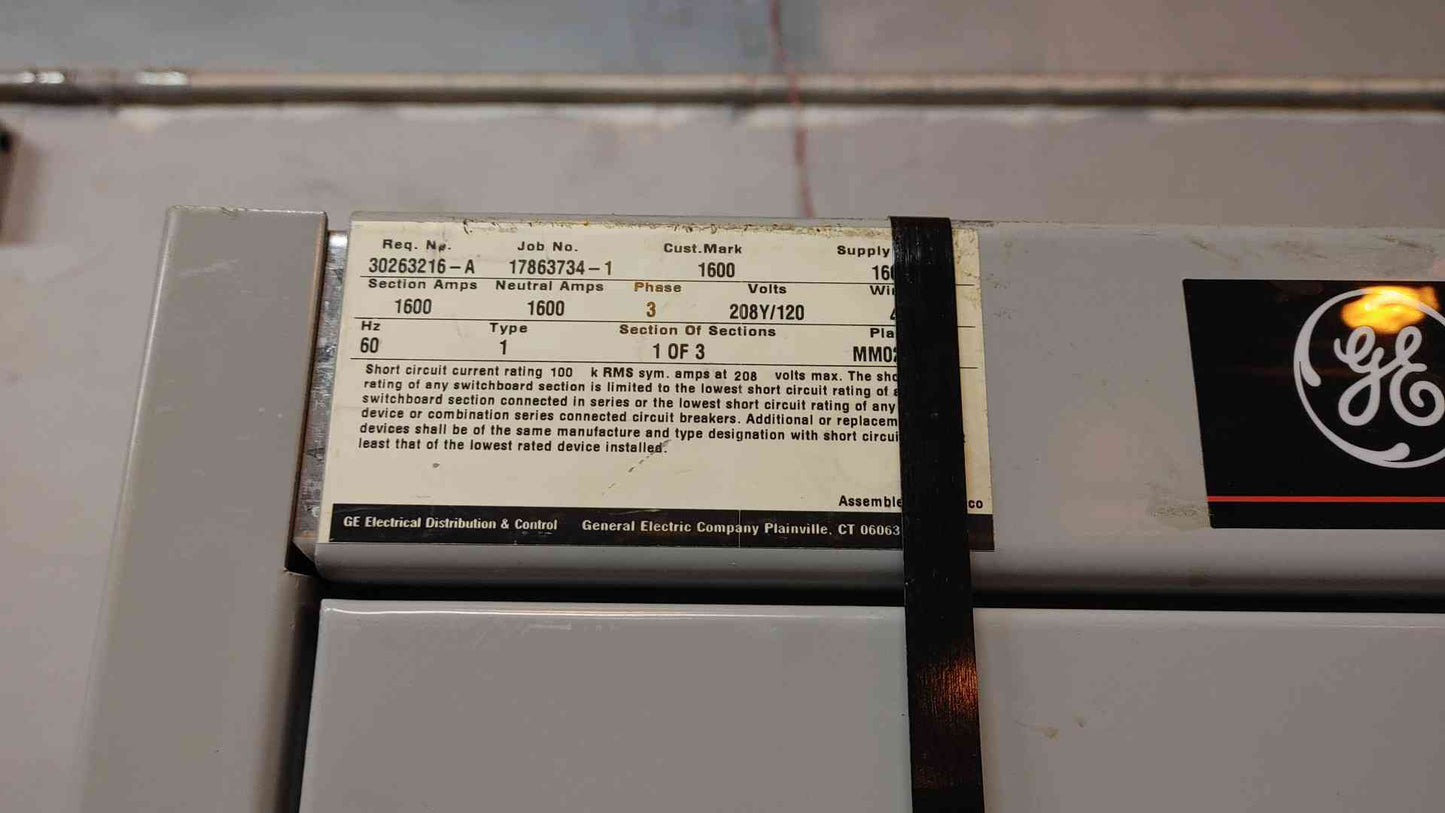 GE Spectra Series Switchboard 1600A 3PH 208Y/120V (109078)
