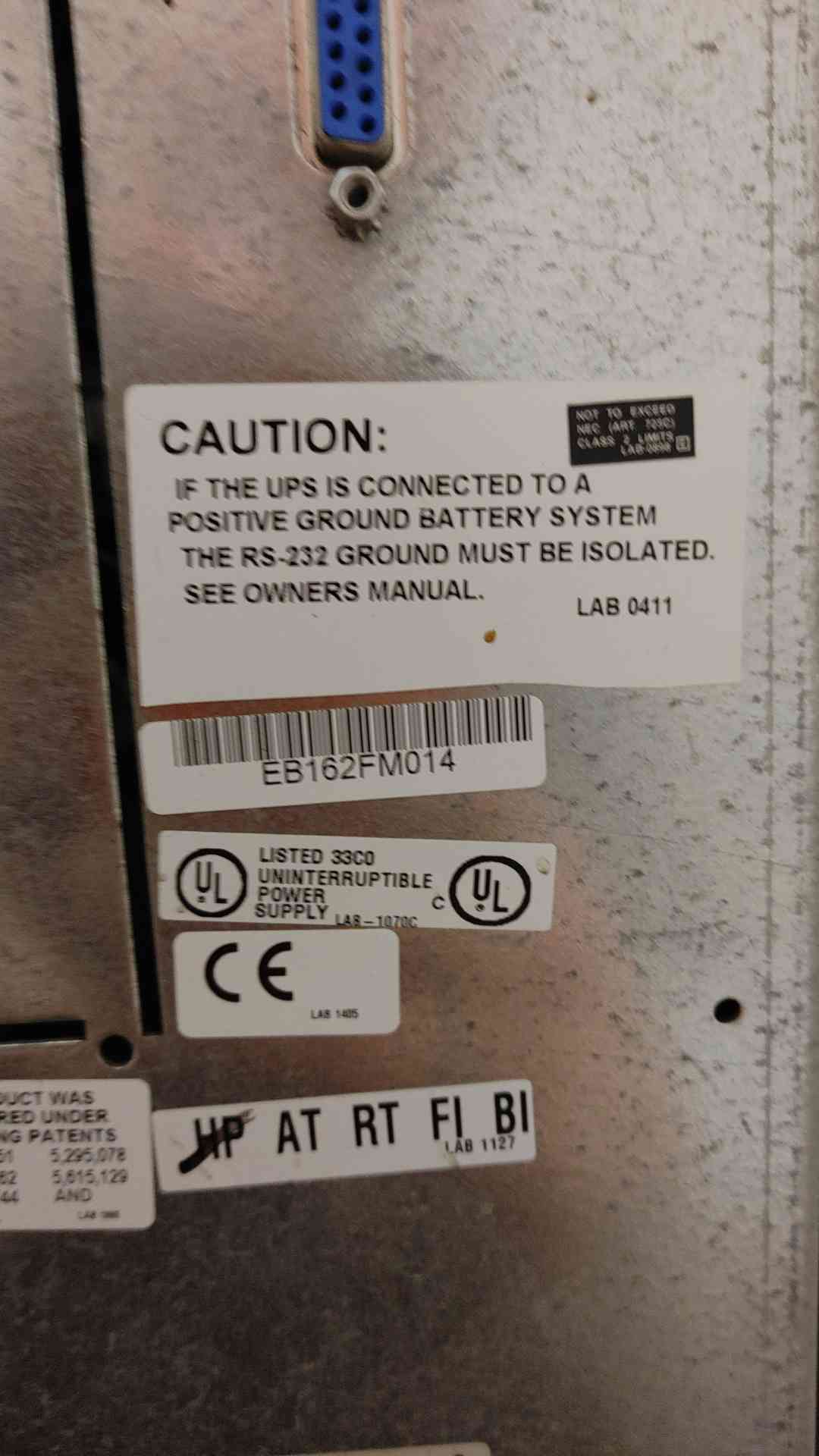 AS-IS FERRUPS Powerware 208/240 58-50A FE12.5KVA AS-IS Not Working (SKU: 109209)