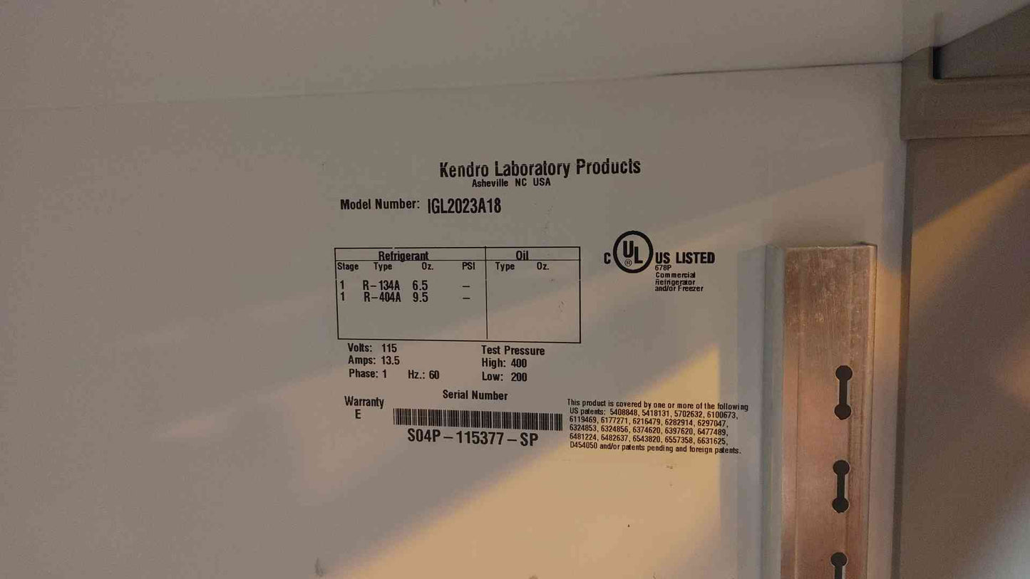 AS-IS Kendro Laboratory Products Freezer 115V 1PH IGL2023A18 (109330)