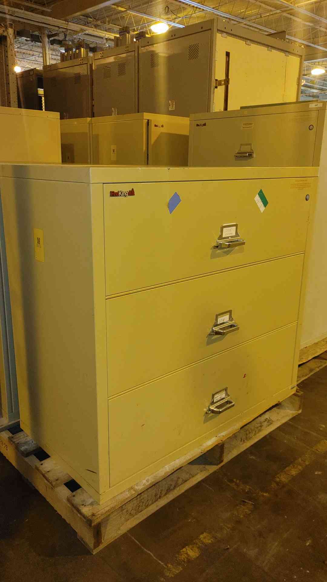 FireKing 3 Tier Filing Cabinet Fire Proof Storage w/ KEY (SKU:109839)