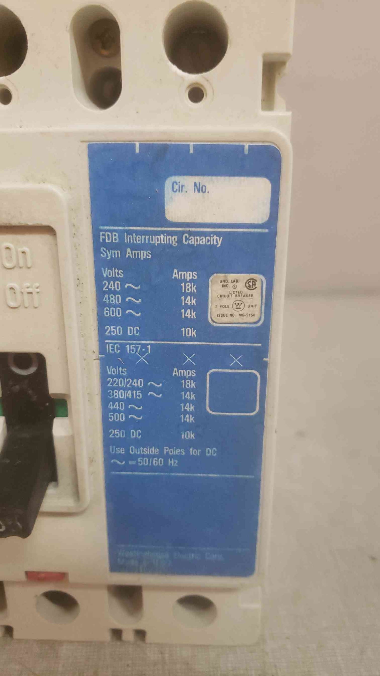 Westinghouse Motor Circuit Breaker Protector 100A 3 POLE 600VAC (SKU: 110210)