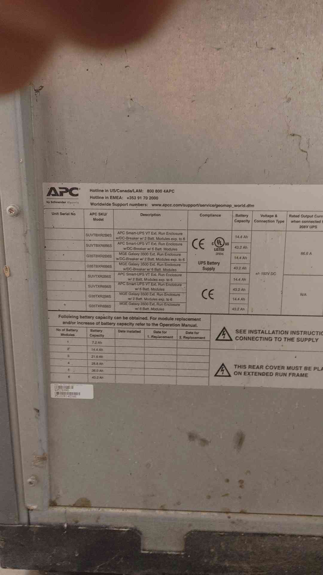APC Galaxy 3500 Extended Run Battery Cabinet (SKU: 110260)