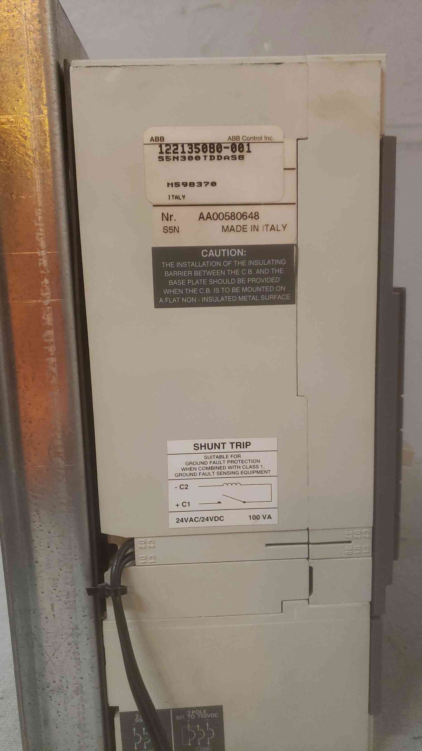 ABB 300A 3 POLE UNIT 600VAC/600VDC CIRCUIT BREAKER SACE S5(SKU: 110466)