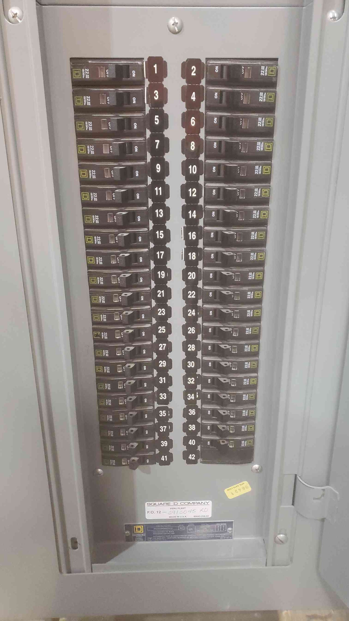 SQUARE D 225A 120/240V 3PH 4W PANELBOARD NQOD w/ Main (SKU: 110626)