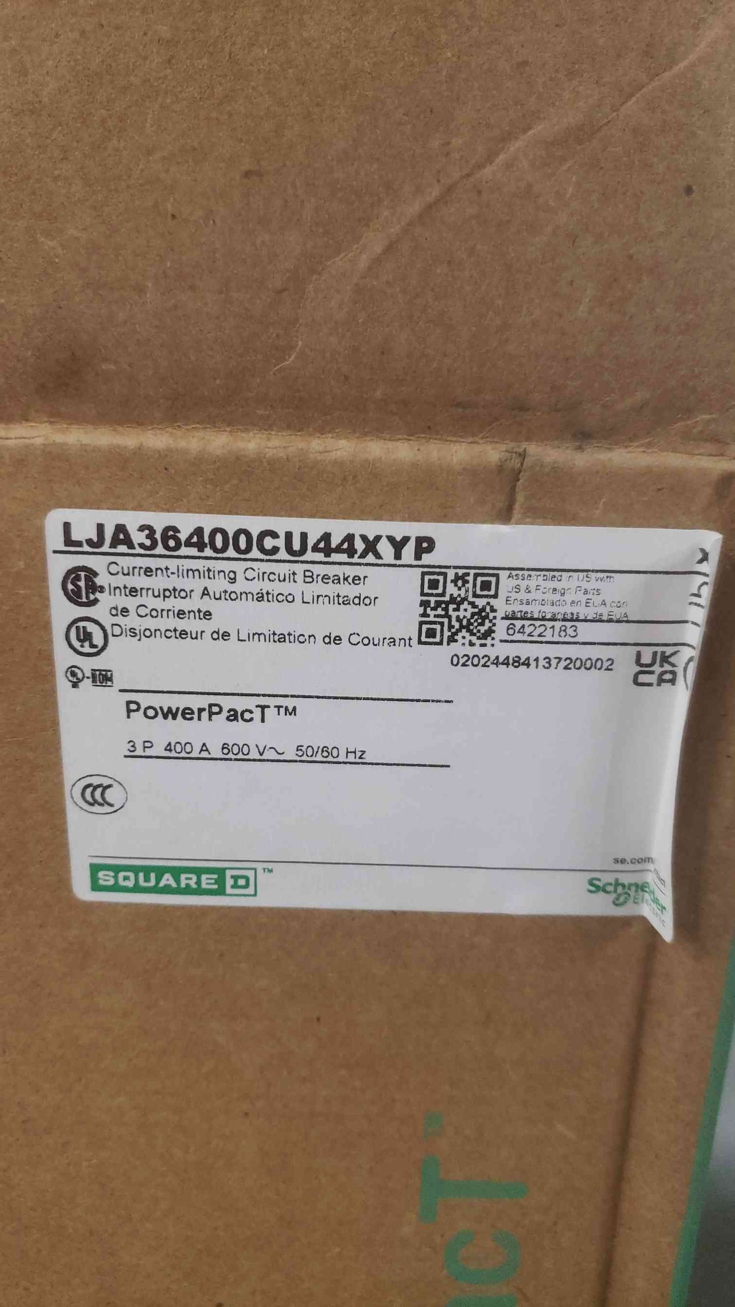 NEW SQUARE D 3PH 400A PowerPact Circuit Breaker LJA36400CU44XYP (SKU: 111147)