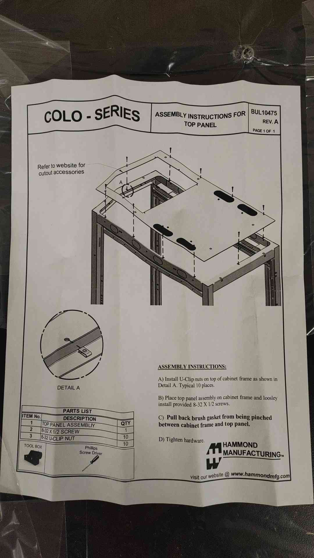 NEW Hammond Manufacturing COLO Series 42" Server Rack Top CLC4T42BK (SKU: 111235)