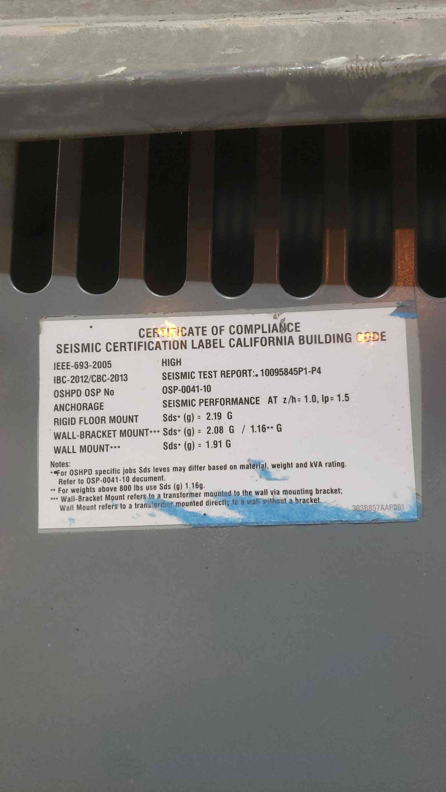 GE 150KVA 3PH 480v x 208/120v Transformer 9T10W1006 (SKU: 111372)
