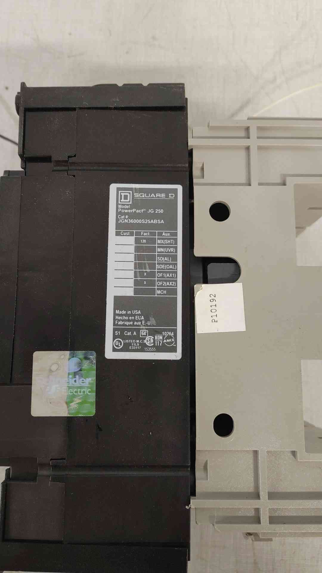 Square D 250A PowerPact J-Frame (JG 250) Breaker JGN36000S25ABSA (SKU: 111872)