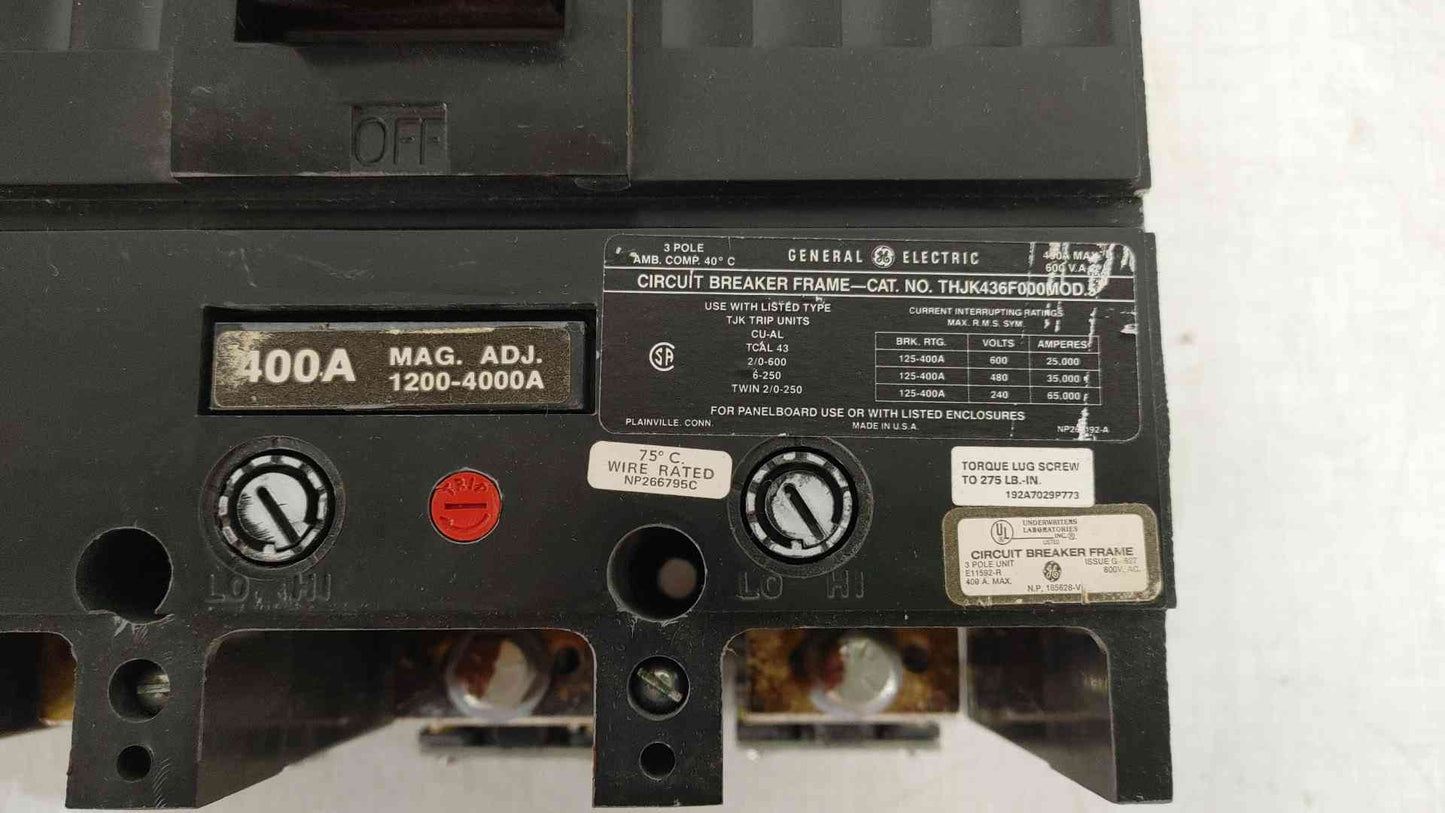 GE 400A 600VAC 3 Pole Breaker THJK436F000 MOD.5 (SKU: 112249)