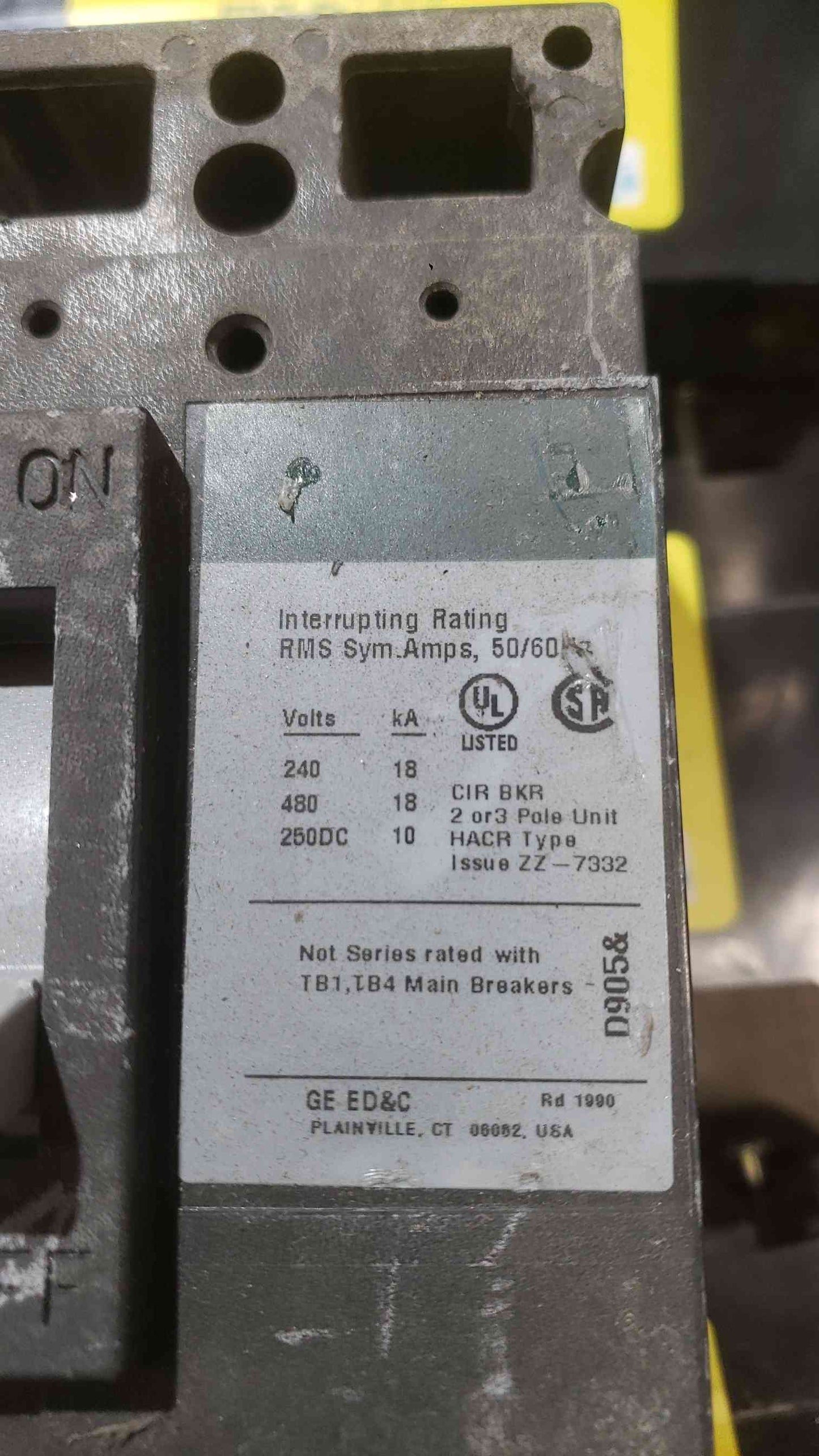 GE 80A 480V 3 Pole Breaker TED124080 (SKU: 112290)