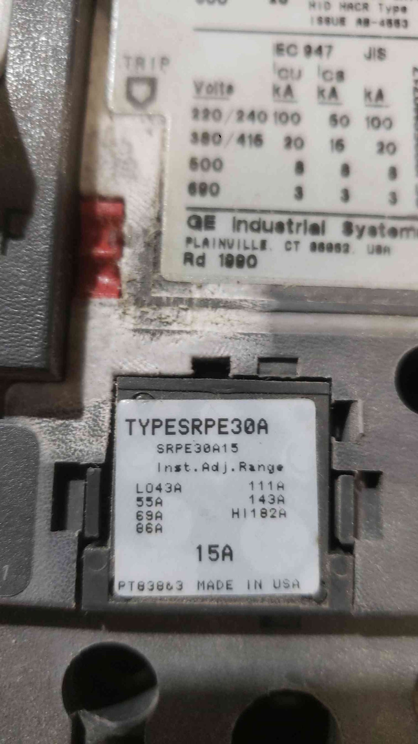 GE Spectra RMS 30A 600VAC 3 Pole Breaker SELA36AT0030(SKU: 112292)