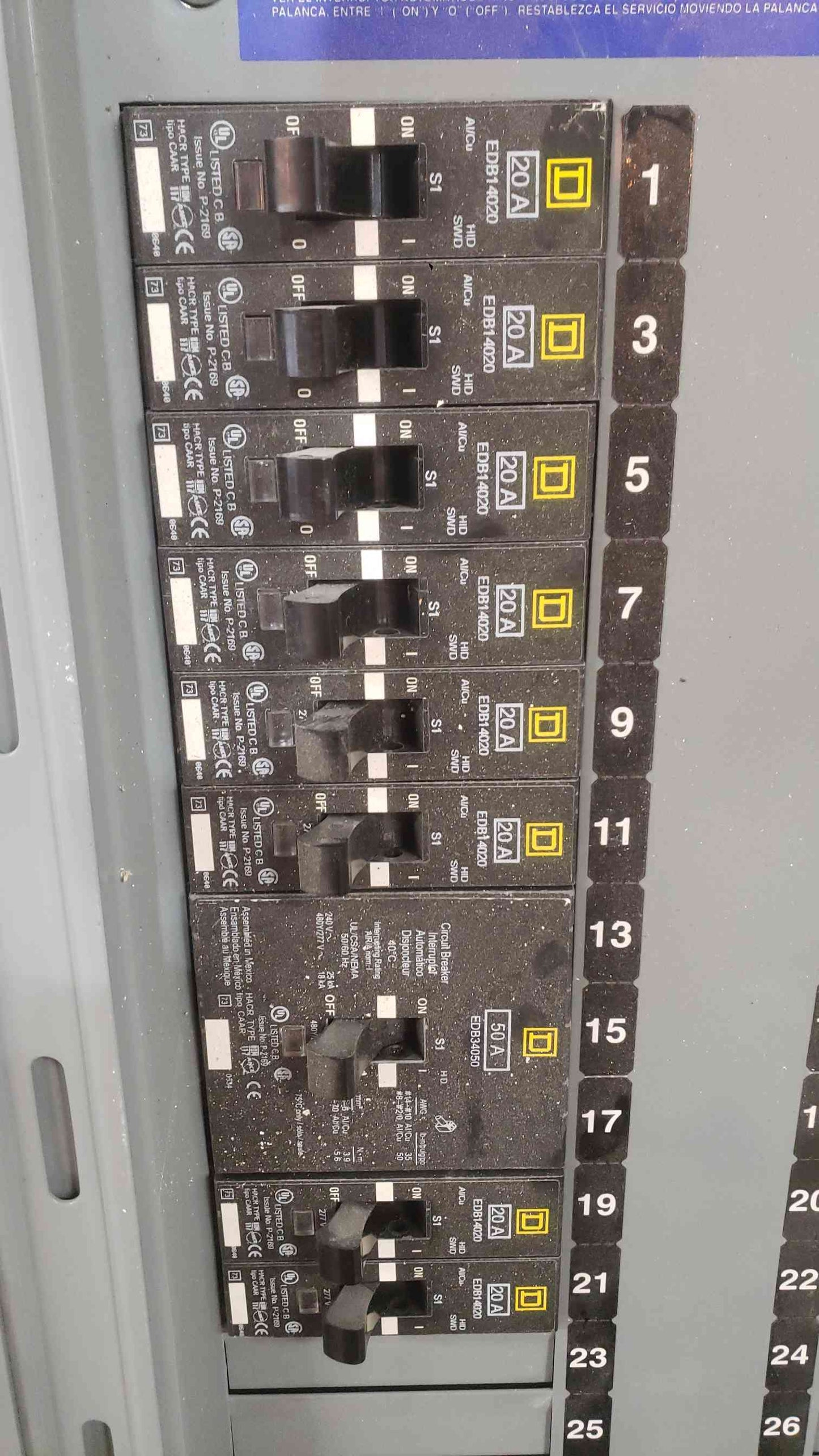 Square D NF Panelboard 150A 480Y/277 VAC 3PH 4W 16 Breakers (SKU: 112337)