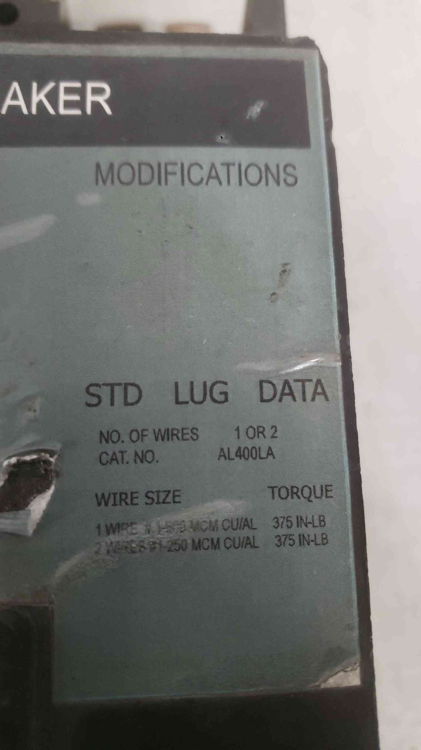 Square D 400A 600VAC 3 Pole Breaker LA36400 (SKU: 112325)