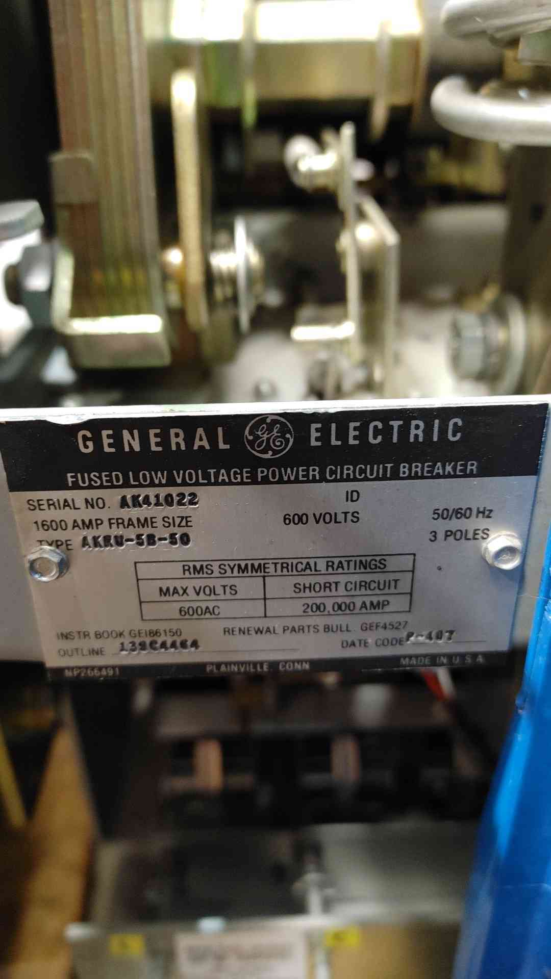 GE 1600A Frame 600V 3Poles Fused Low Voltage Power Circuit Breaker AKRU-5B-50(SKU: 112393)