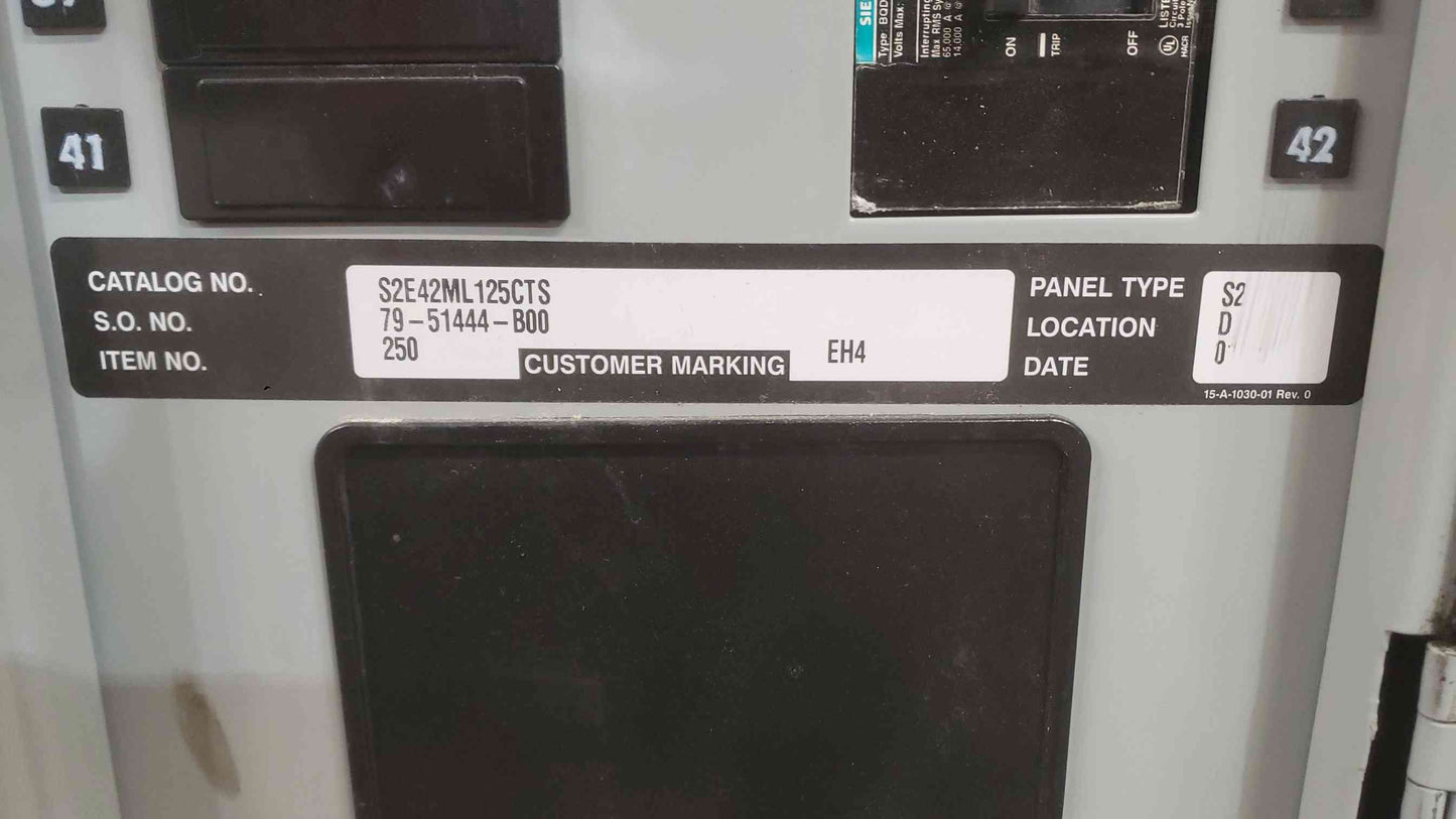 Siemens 125A 277/480 3PH 4W Panelboard S2E42ML125CTS (SKU: 112388)