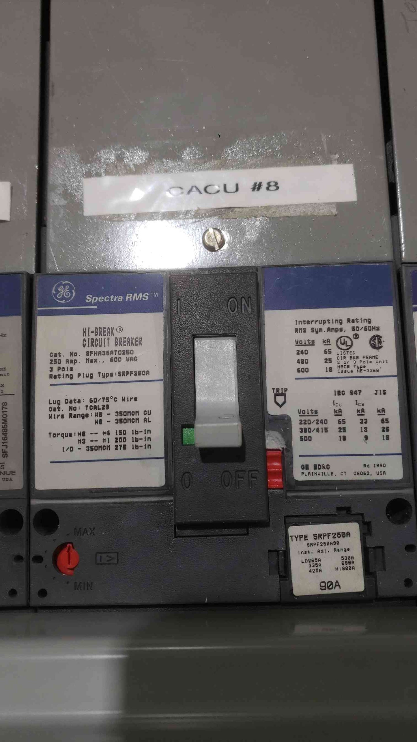 800A GE Switchboard 480v 3PH 10 Breakers & Main Panelboard (SKU: 111612)
