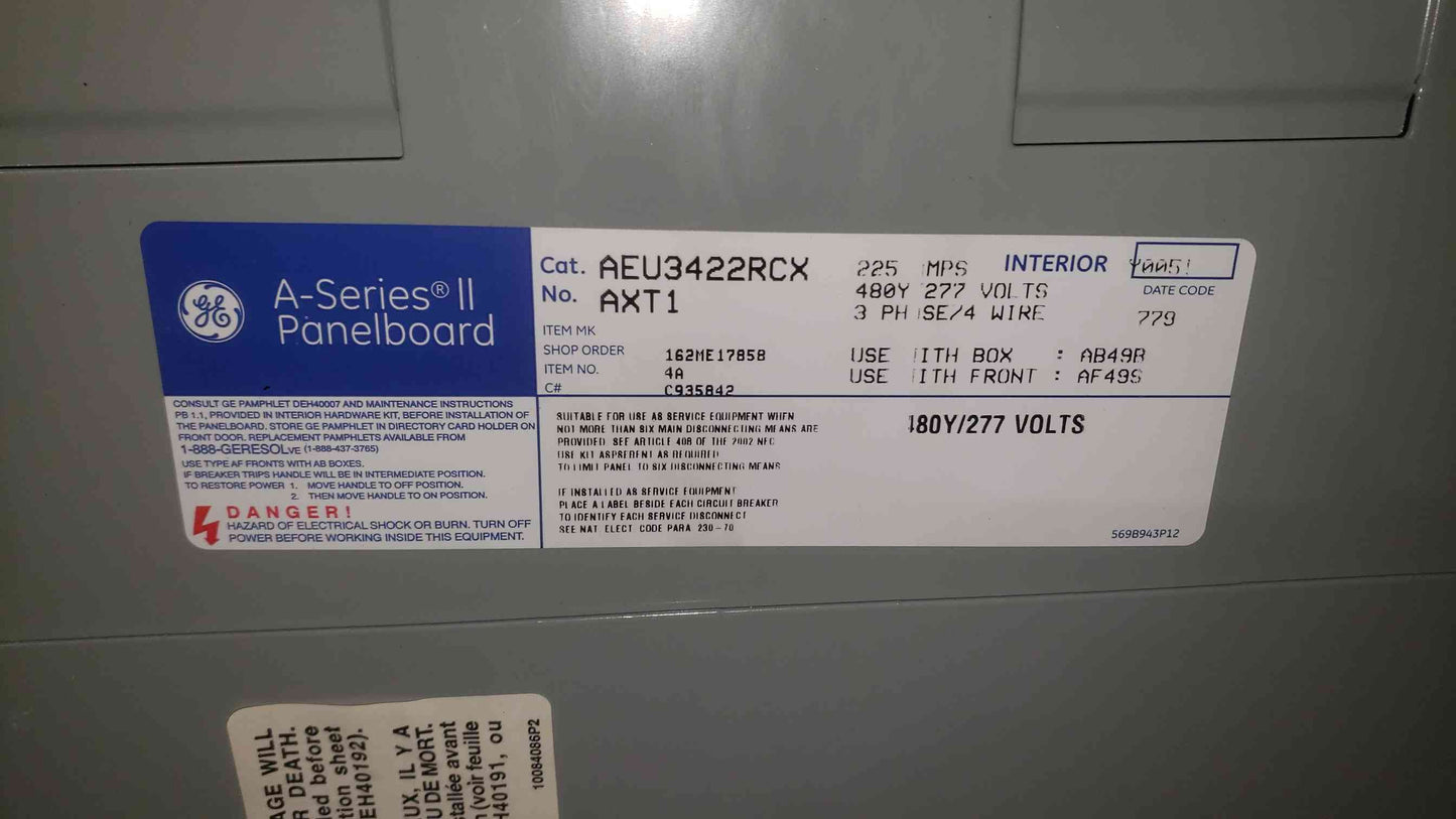GE 225A Max A Series II 480Y/277 3PH 4W Panelboard (SKU:112496)