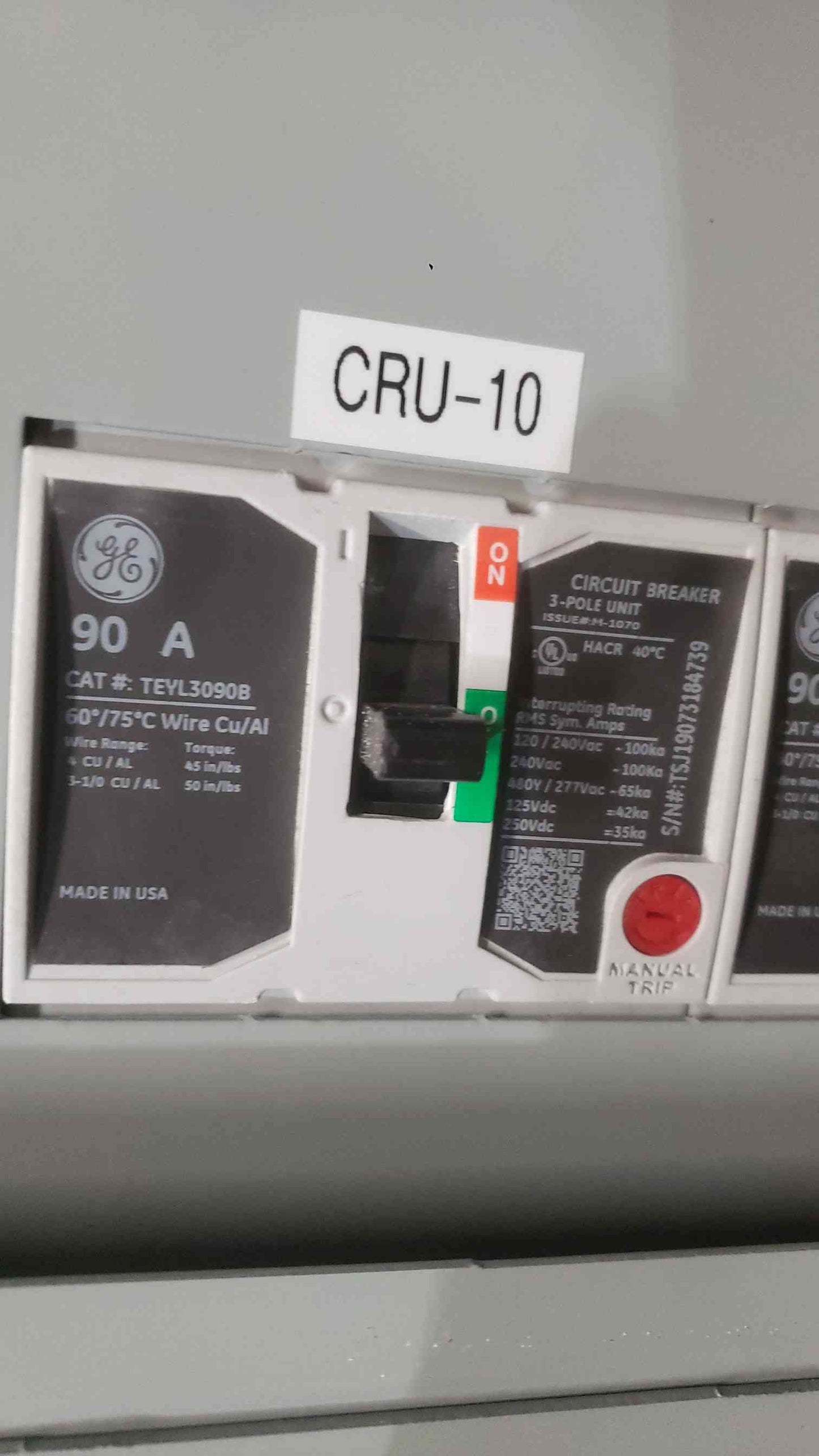 400A GE A-Series II Panelboard 480/277v 5 Breakers & Main (SKU: 111616)
