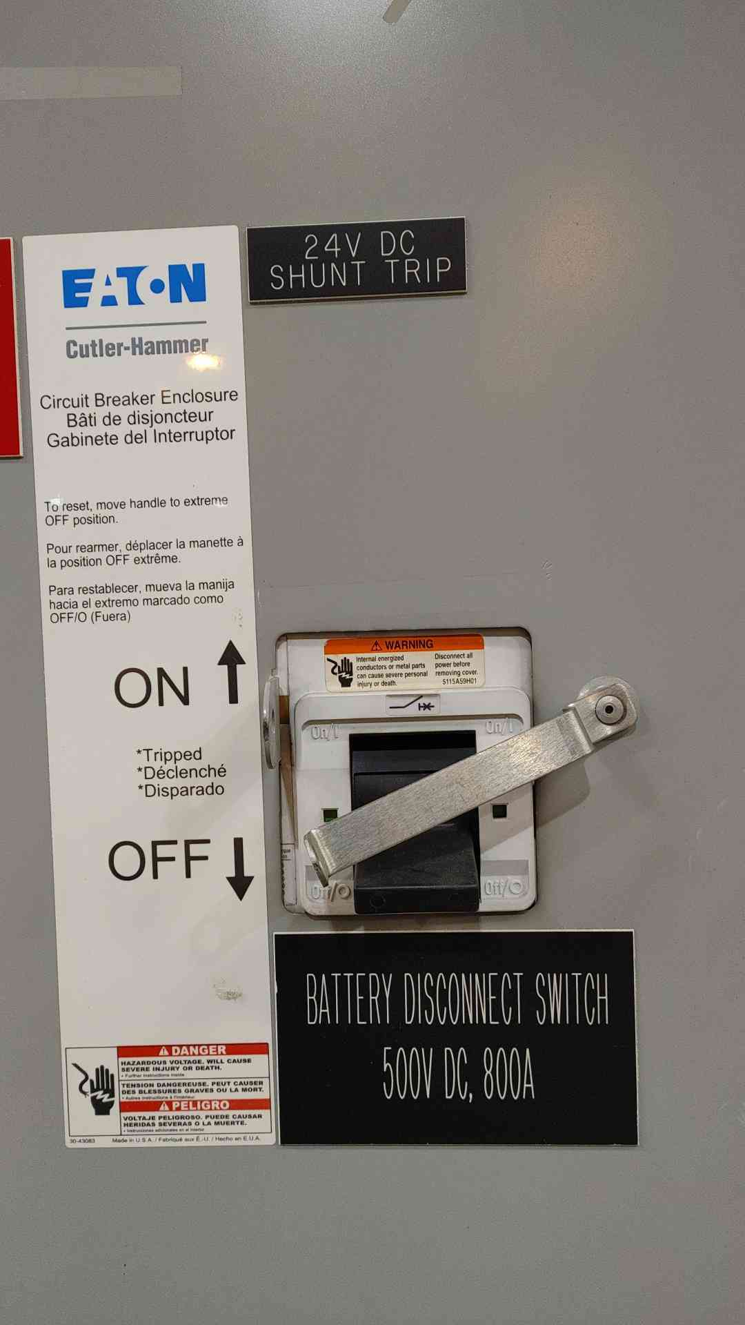 EATON 800A 500V Enclosed Circuit Breaker Disconnect (SKU: 112636)