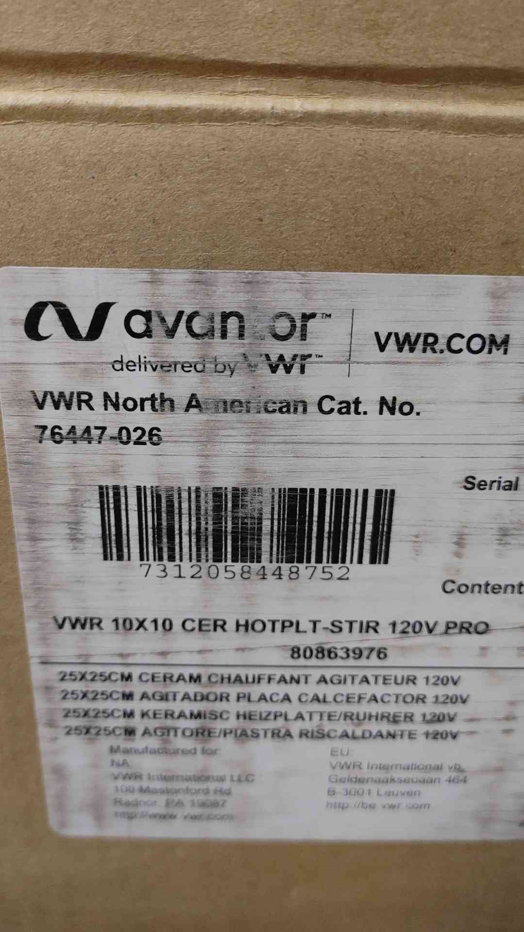 VWR 10"Ã—10" 120V Professional Magnetic Hotplate Stirrer 76447-026(SKU: 112619)