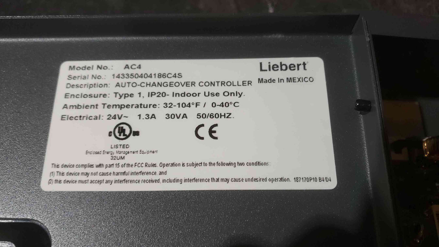Liebert 24V~ 1.3A Auto Changeover Controller AC4 (SKU: 112623)
